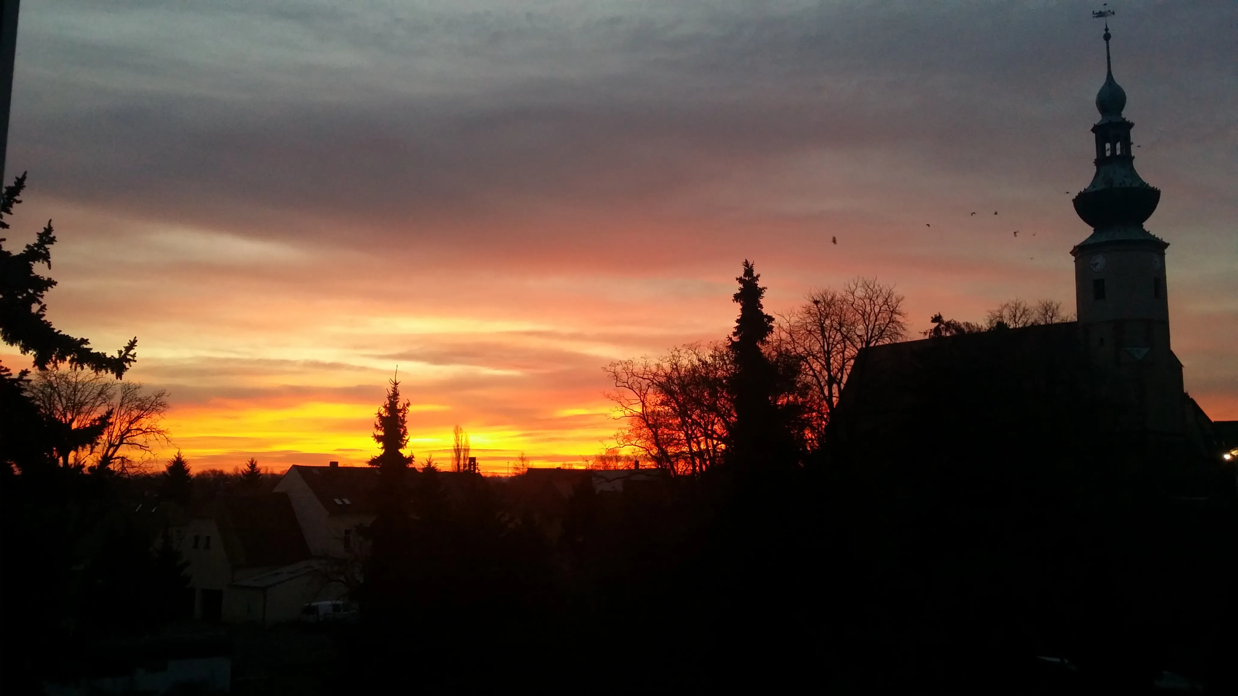Kirche Herbst Sonnenaufgang