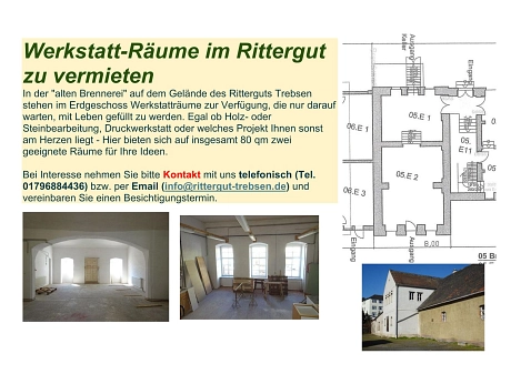 Vermietung Werkstatträume Rittergut&nbsp;&copy;&nbsp;FöV Rittergut Trebsen e.V.